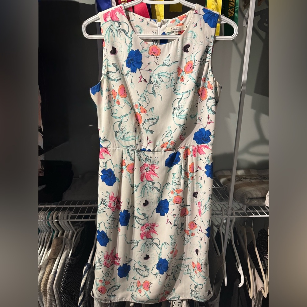 Darling Floral Midi Dress - Blue and Pink